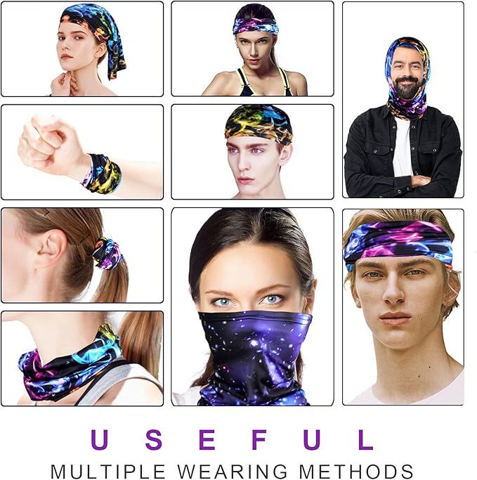 Sun Protection Face Mask Neck Gaiter - 9 Pack Breathable UV Protection Scarf for Men & Women, Hiking, Cycling, Fishing