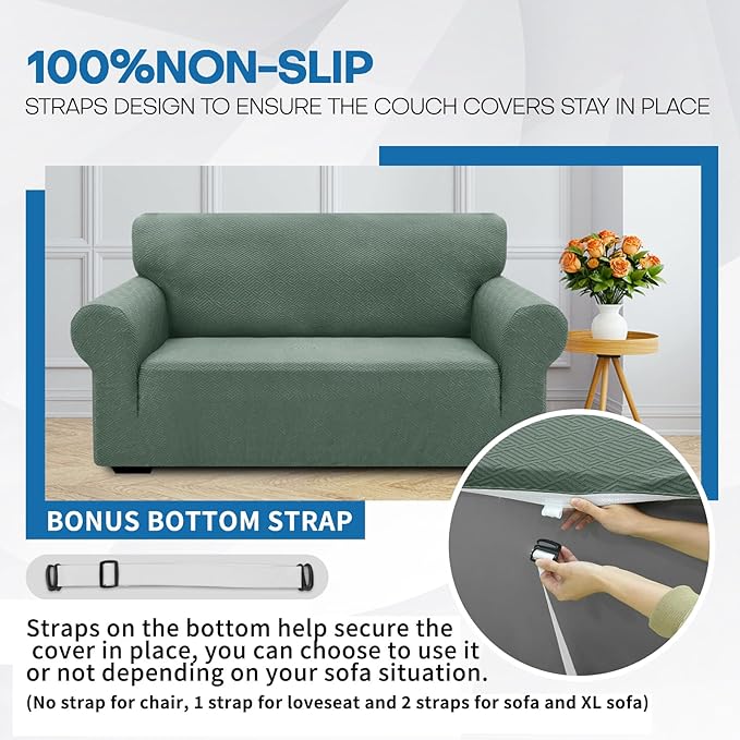 XINEAGE New Stretch Armchair Covers 1 Piece Chair Slipcovers Chair Protector for Living Room Thick Soft Chair Cover with Elastic Bottom Couch Cover for Pets Kids (31"-46", Pea Green)