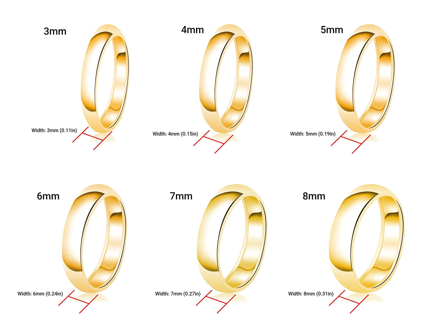 Tioneer Jewelry | Sterling Silver Plain Dome Wedding Band | Wedding Band for Women & Men | Sterling Silver Jewelry, Gold, 4mm, Size 7