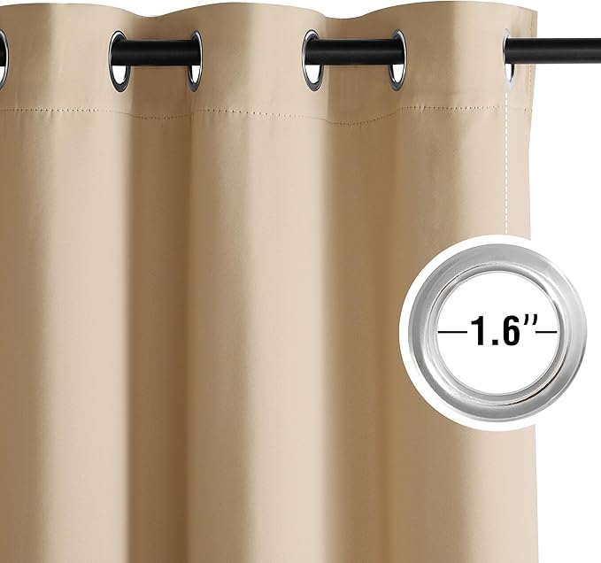 NICETOWN Room Darkening Draperies Curtains Panels, 2 Panels Biscotti Beige W52 x L96