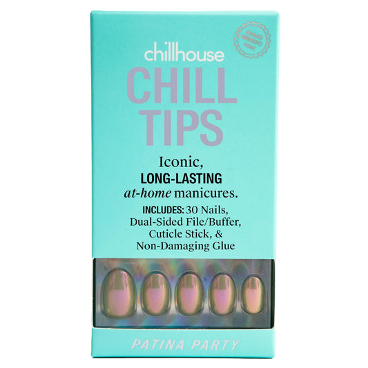 Chillhouse - Chill Tips, Press on Nails Kit - Patina Party (Oval) - 30 Nail Shapes & Sizes - Up to 2 Weeks of Wear - Customizable Fit - Reusable - Latina Founded & Women Owned - Beauty & Self Care