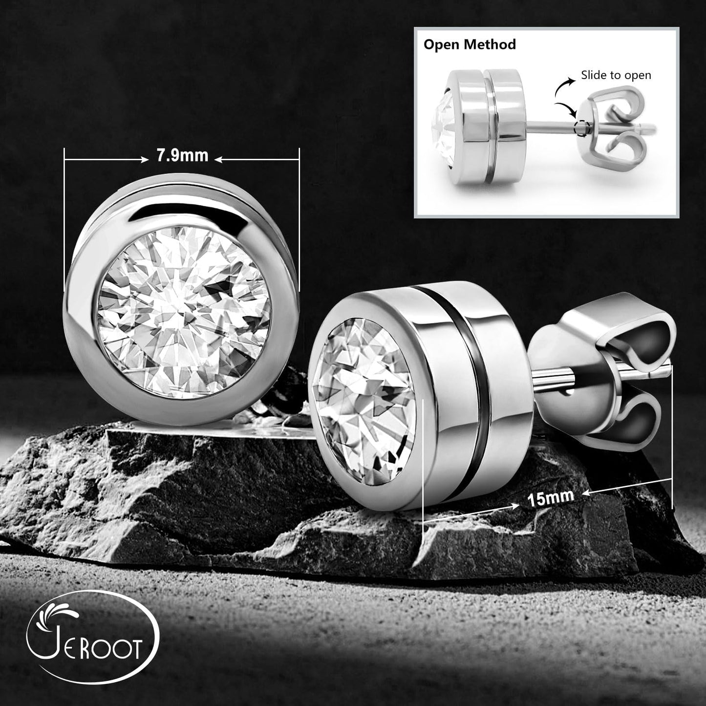 JEROOT Titanium Magnetic Earrings for Women Men, Pure Titanium Earrings for Sensitive Ears, 1 Pair Ear Studs for Jewelry Gift