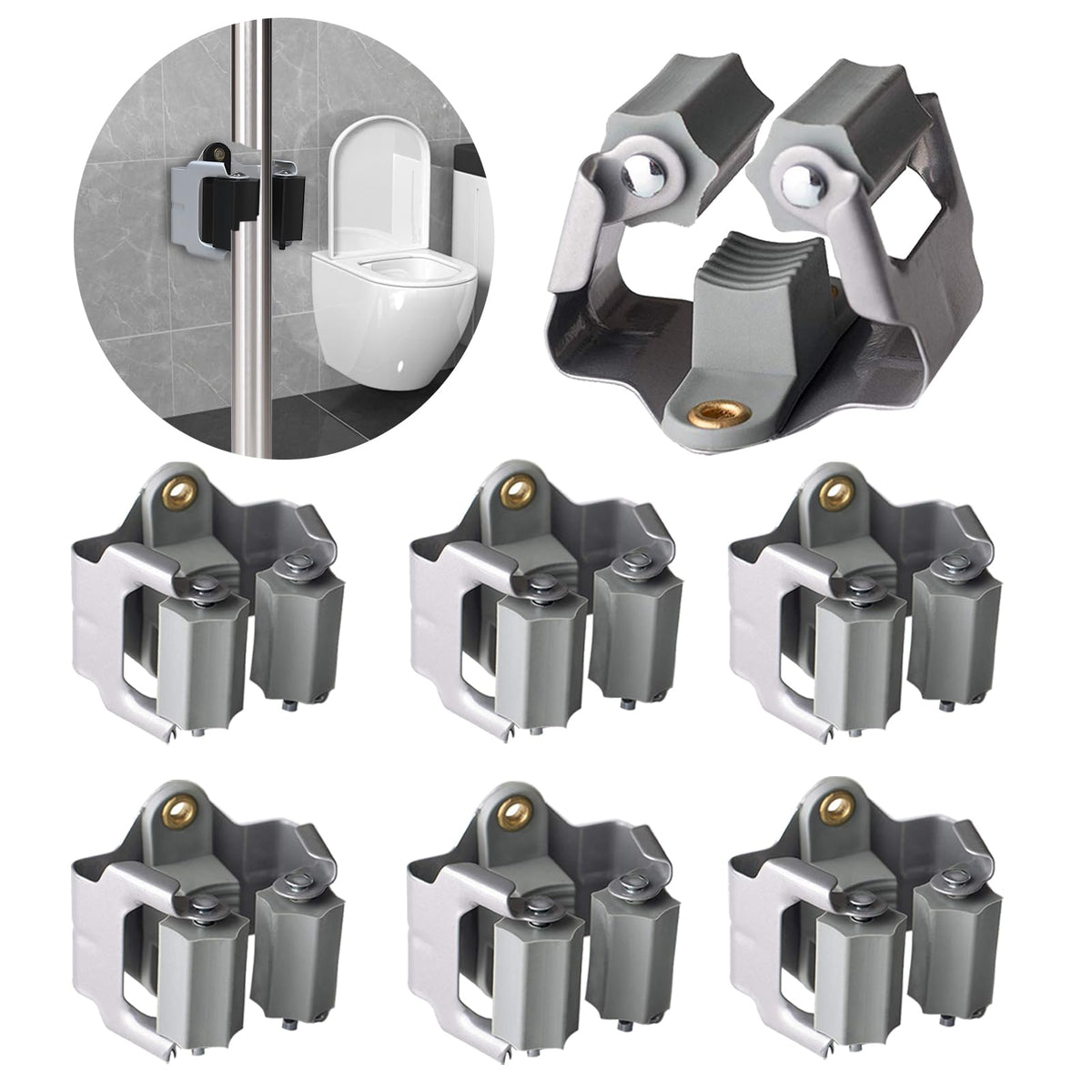 Mop and Broom Holder Wall Mount 6 Pack (6 Count)