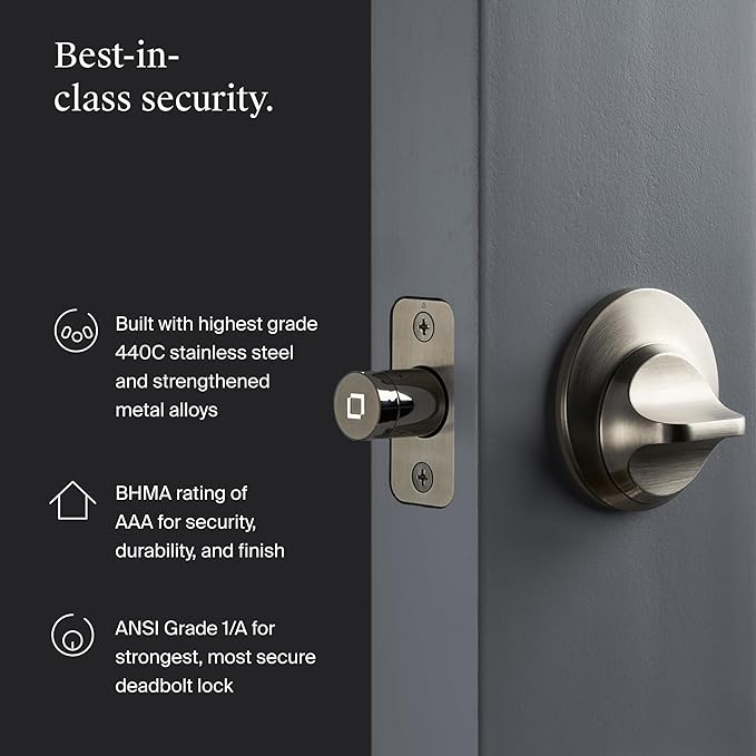 Level Lock+ (Wi-Fi) Smart Lock - World's Smallest Smart Lock Plus Apple Home Keys - Lock/Unlock from Anywhere - Level App for iOS & Android - Works with Apple Home, Alexa, Google Home (Satin Chrome)