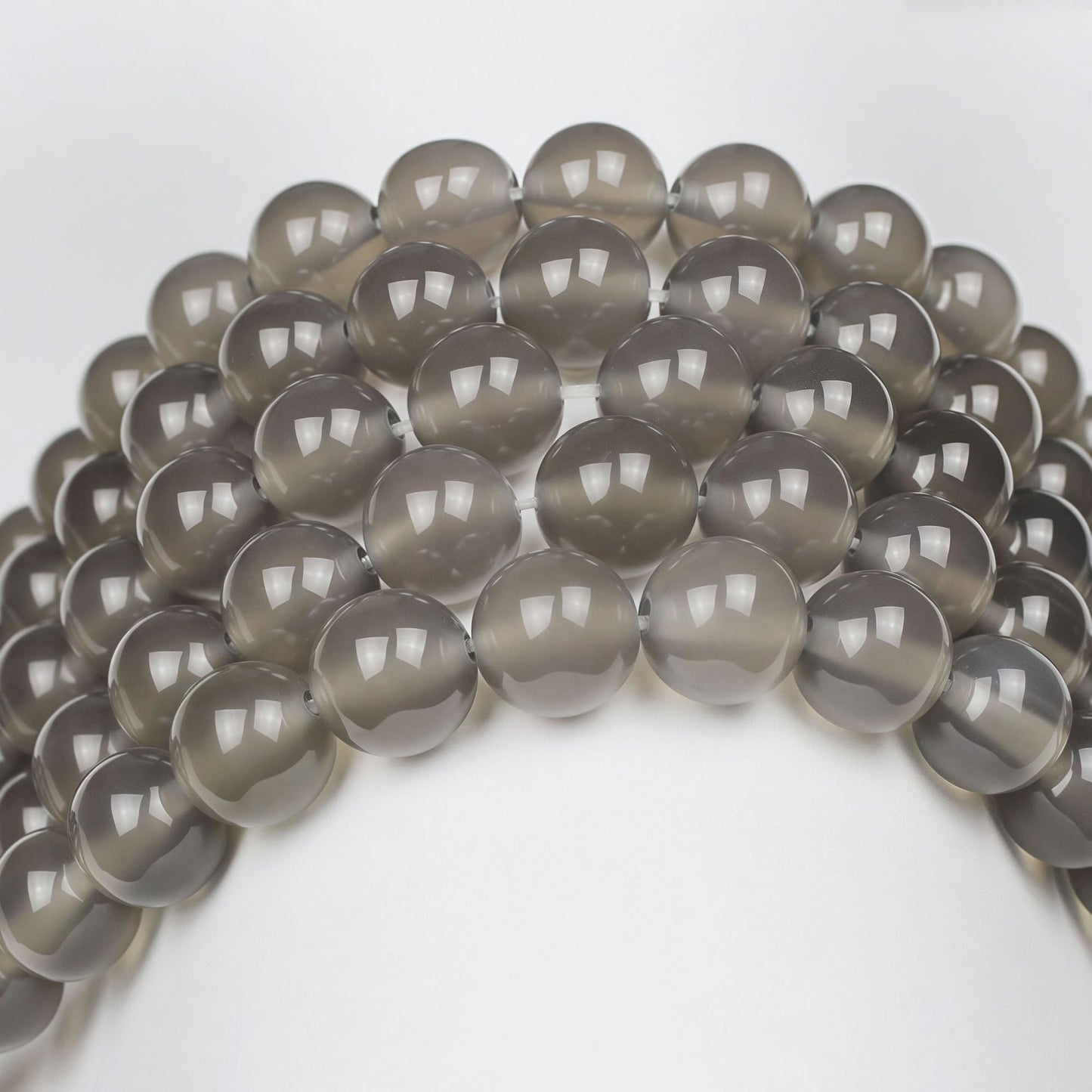 MJDCB 7A Natural Grey Agate Gemstone Round Stone Beads for Jewelry Making DIY Bracelet Necklace (10mm)