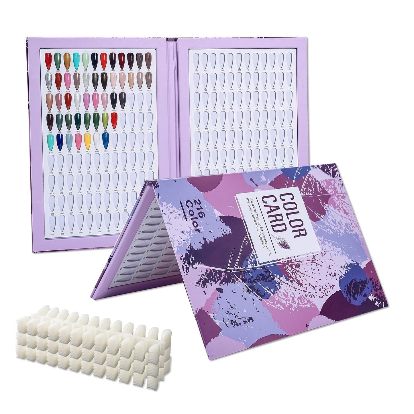 Acycoin2A 216 Nail Color Chart Display Gel Polish Color Book with 240 False Nail Tips and Number Sticker (A)