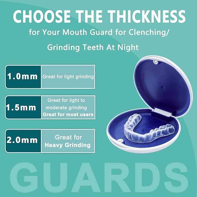 Mouth Guard for Grinding Teeth at Night, Bite Guard for Teeth Clenching Nighttime for TMJ Relief, Nightguard for Adult and Kids, 1 Pack