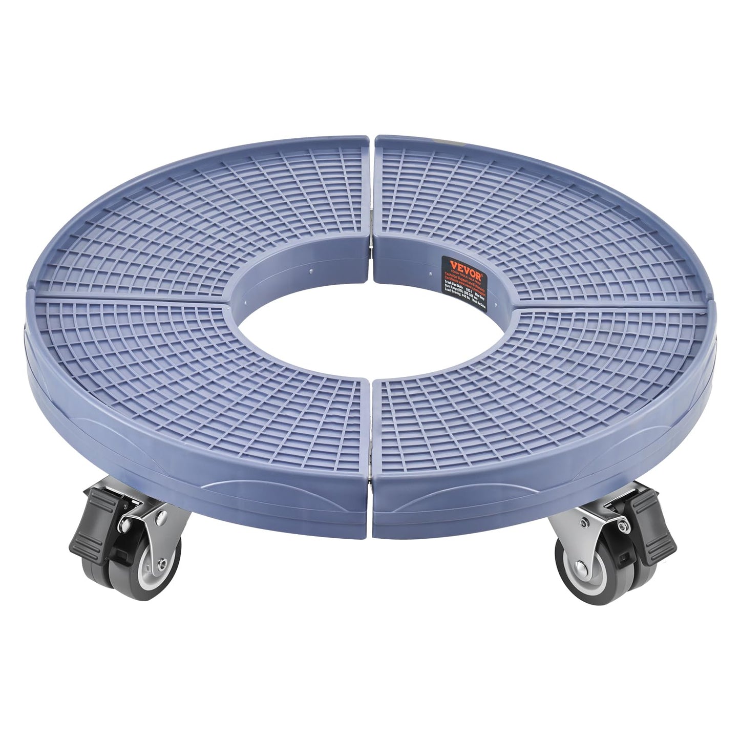VEVOR Trash Can Dolly with 4 Lockable Wheels, 440lbs Weight Capacity, Round Trash Can Roller Base, 15-22.8 in Adjustable, Heavy Duty Drum Dolly Plant Caddy, Multi-Functional Rolling Dolly Cart, Blue