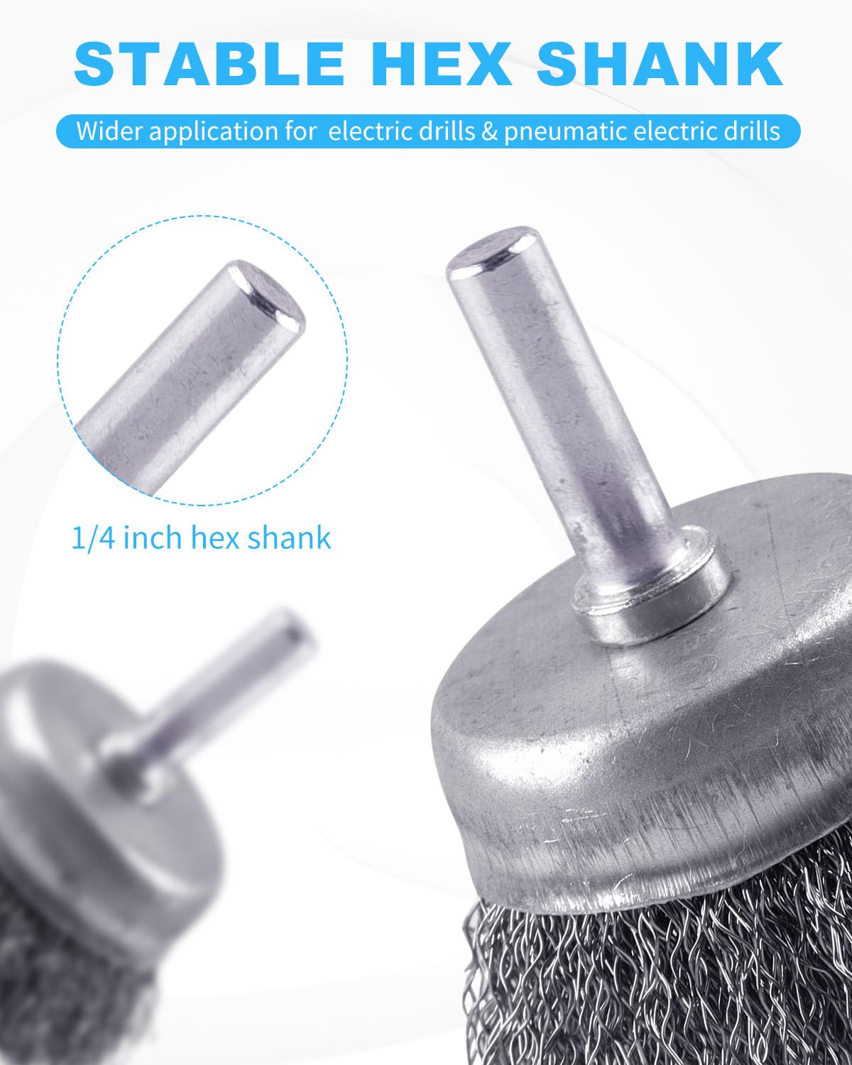Rocaris 21-Pack Carbon Steel Wire Wheel, Cup, Pen Brush Set with 1/4-Inch Round Shank for Rust Removal, Corrosion and Scrub Surfaces