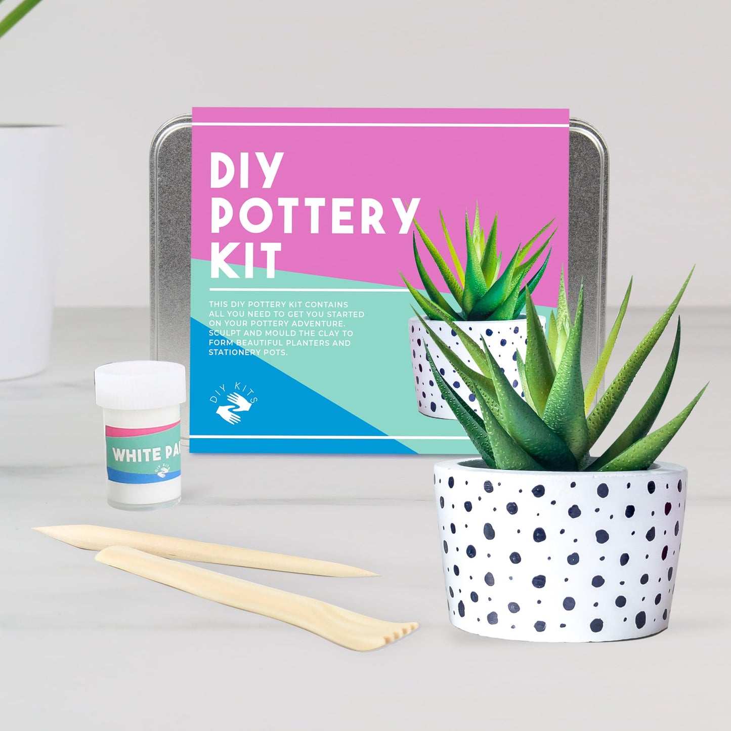 Gift Republic Pottery Kit Beginners Pottery Craft Set Clay Pottery Gift Fun Home Made Craft Project Kids Teens Adults Sculpting Tool Set Gift Tin