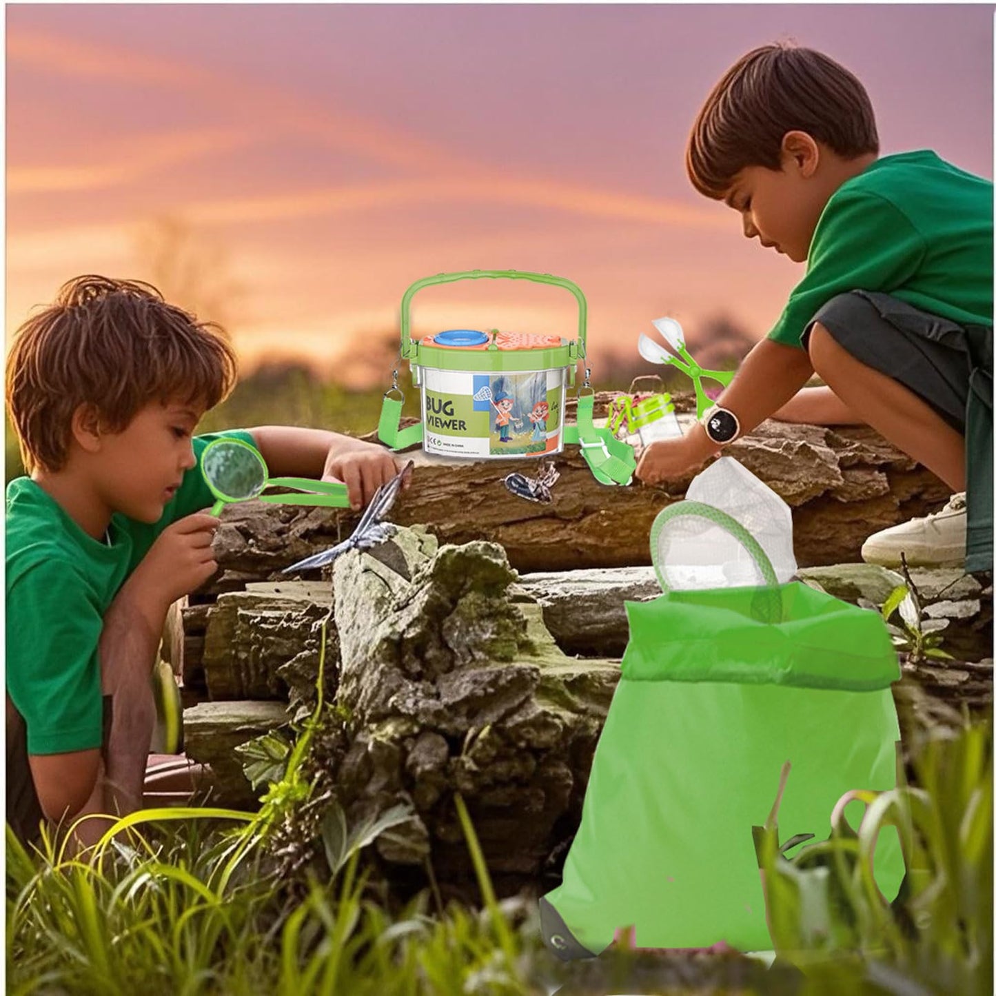 GIFTRRTOY Bug Catcher for Kids - Outdoor Insect Catching Kit with Butterfly Net, Bug Box, and Storage Bag - Non-Toxic Educational Toys for Nature Exploration, for Boys & Girls Ages 3-12