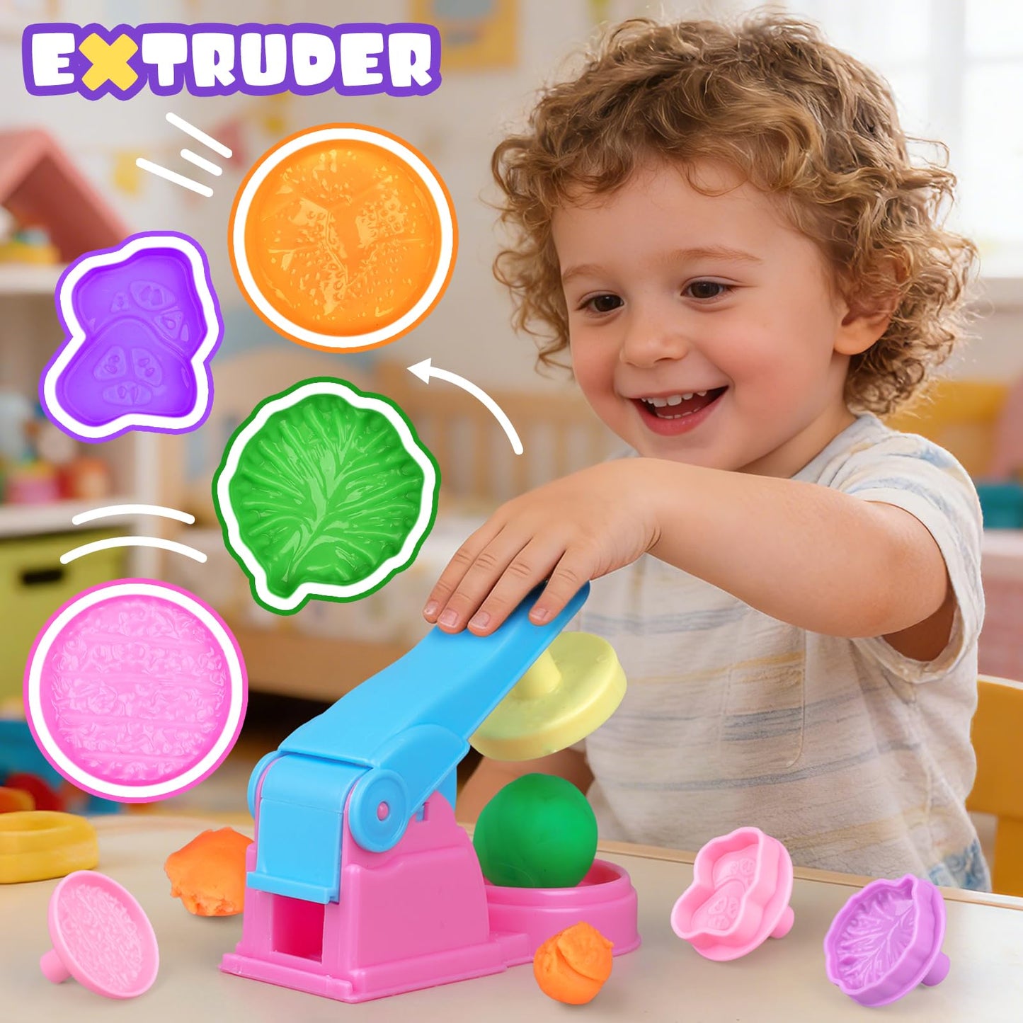 VConejo Dough Tools Set for Kids, 26pcs Dough and Clay Accessories with Stamps, Animal Cutters, Rollers, Extruder, Dinosaur Play Molds, Educational Toys for Boys Girls