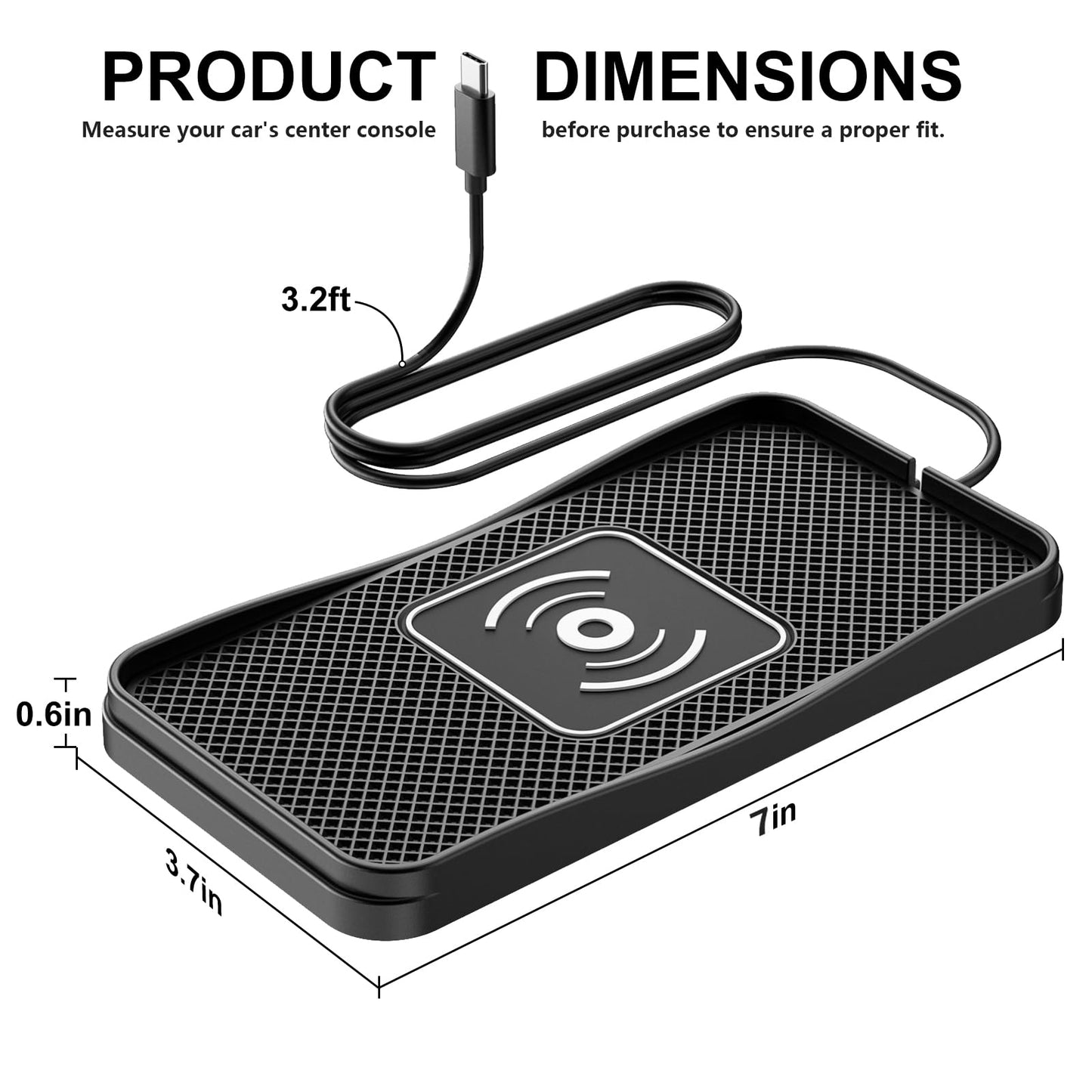 Wireless Car Charger, 15W Max Wireless Charger for Car, Non-Slip Charging Pad Compatible with iPhone 17/16/15/14/13/12, Samsung Galaxy S25-S9 (Type-C)