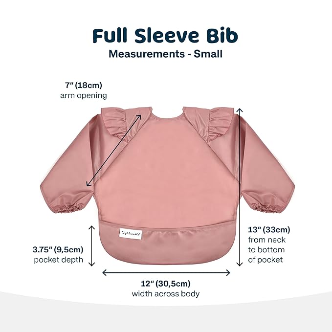 Tiny Twinkle Long Sleeve Bib for Babies & Toddlers – Waterproof Smock Bib for Eating – Machine Washable & Mess-Proof, Baby Feeding Essential & Shower Must-Have(Orange,Black Checkers, 6–24M)