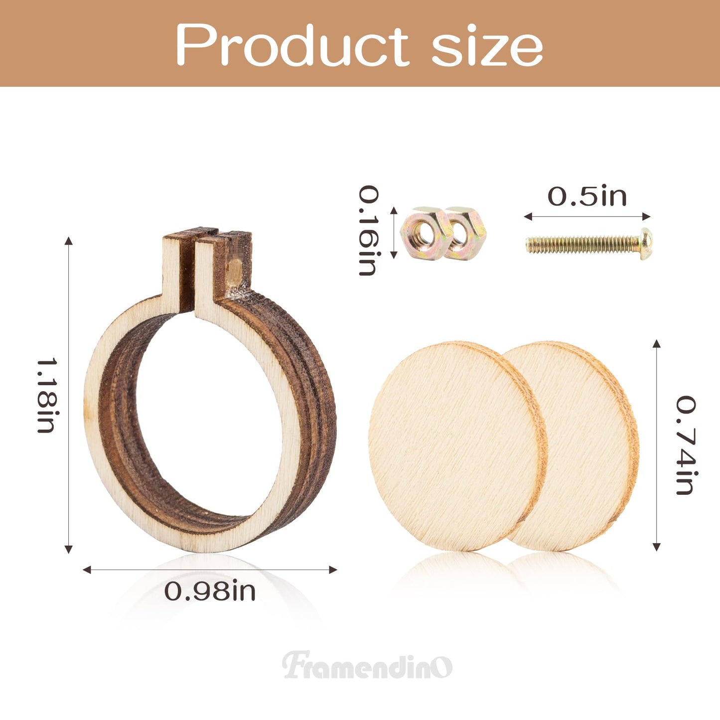 Framendino, 40 Pack Mini Embroidery Hoops Small Ring Tiny Round Wood Cross Stitch for Frame Crafts Jewelry