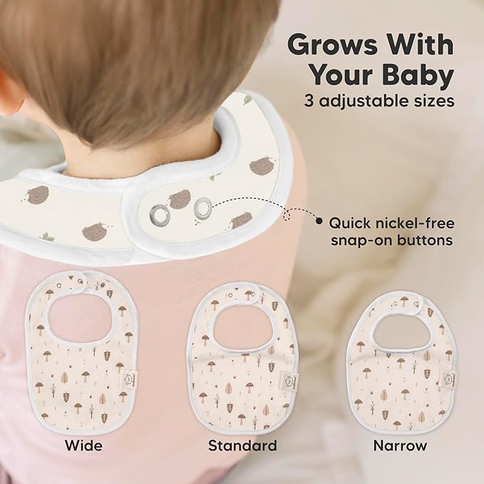 8-Pack Organic Baby Bibs for Boys, Girls - Soft Cotton Drooling and Teething Bibs for Baby Girl & Boy, Extra Absorbent, Easy To Clean & Put On for Toddler, Newborn, Infant 0-24 Months (Prairie)