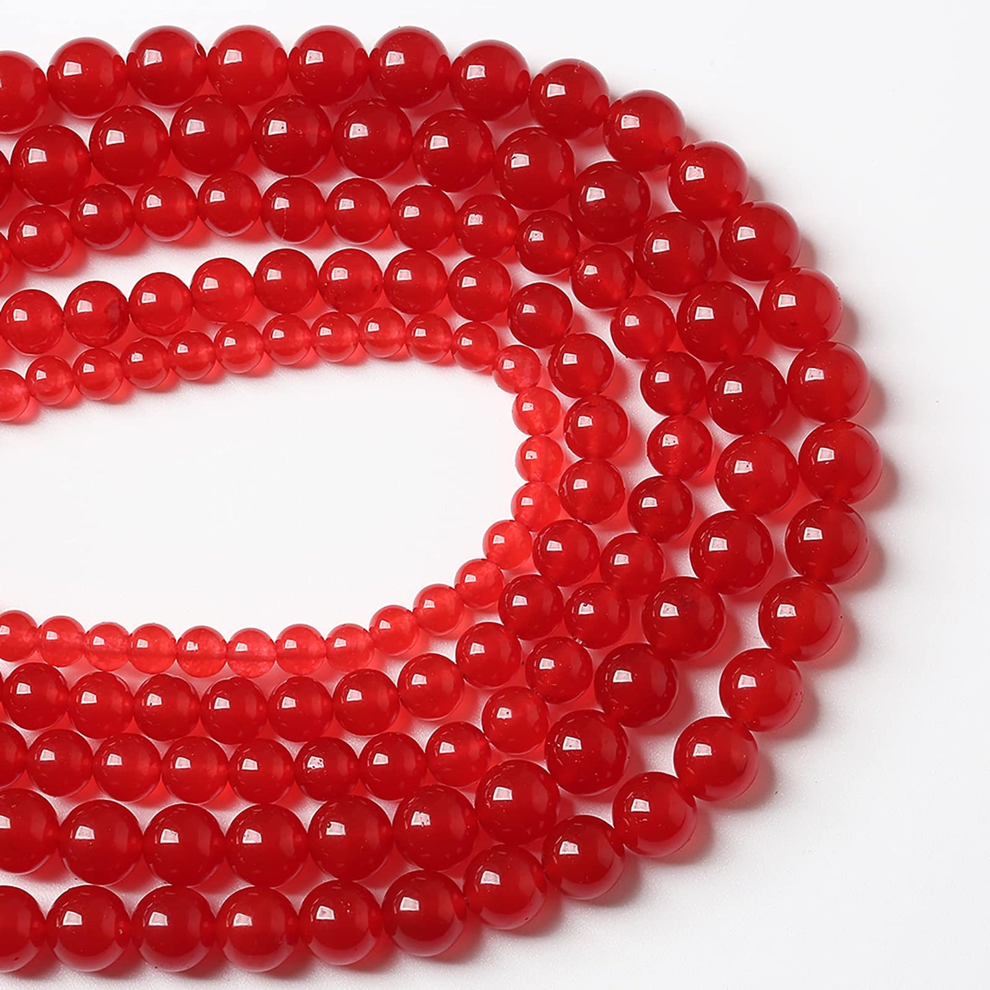 90pcs 4mm Natural Red Jade Chalcedony Beads Round Loose Gemstone Crystal Energy Healing Power Stone Beads for Jewelry Making DIY Bracelet (4mm, Red Jade)