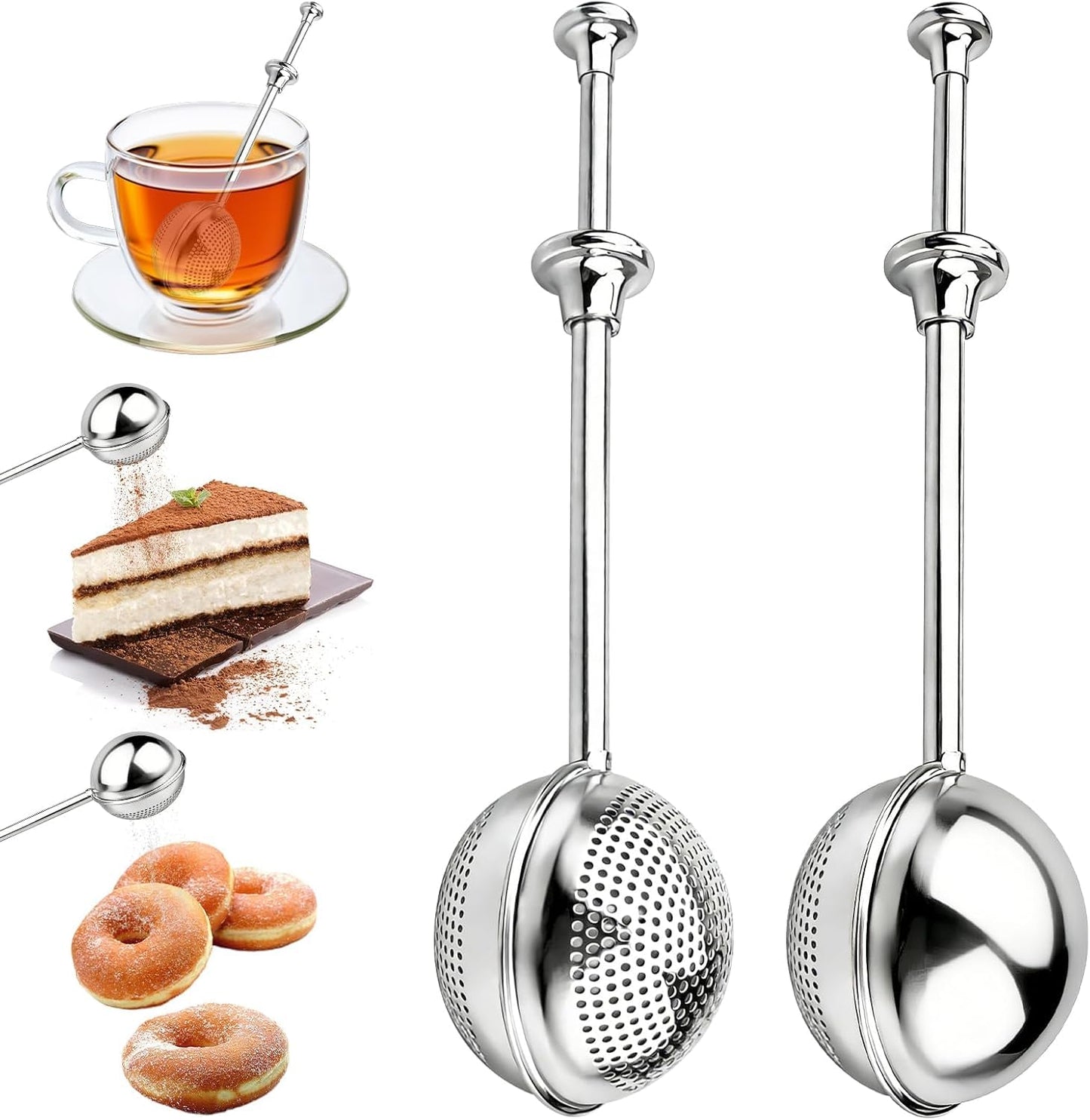 2pcs Tea Ball, tea infuser for loose leaf tea, stainless steel tea strainer, loose leaf tea steeper, easy clean, tea fine mesh strainer reusable