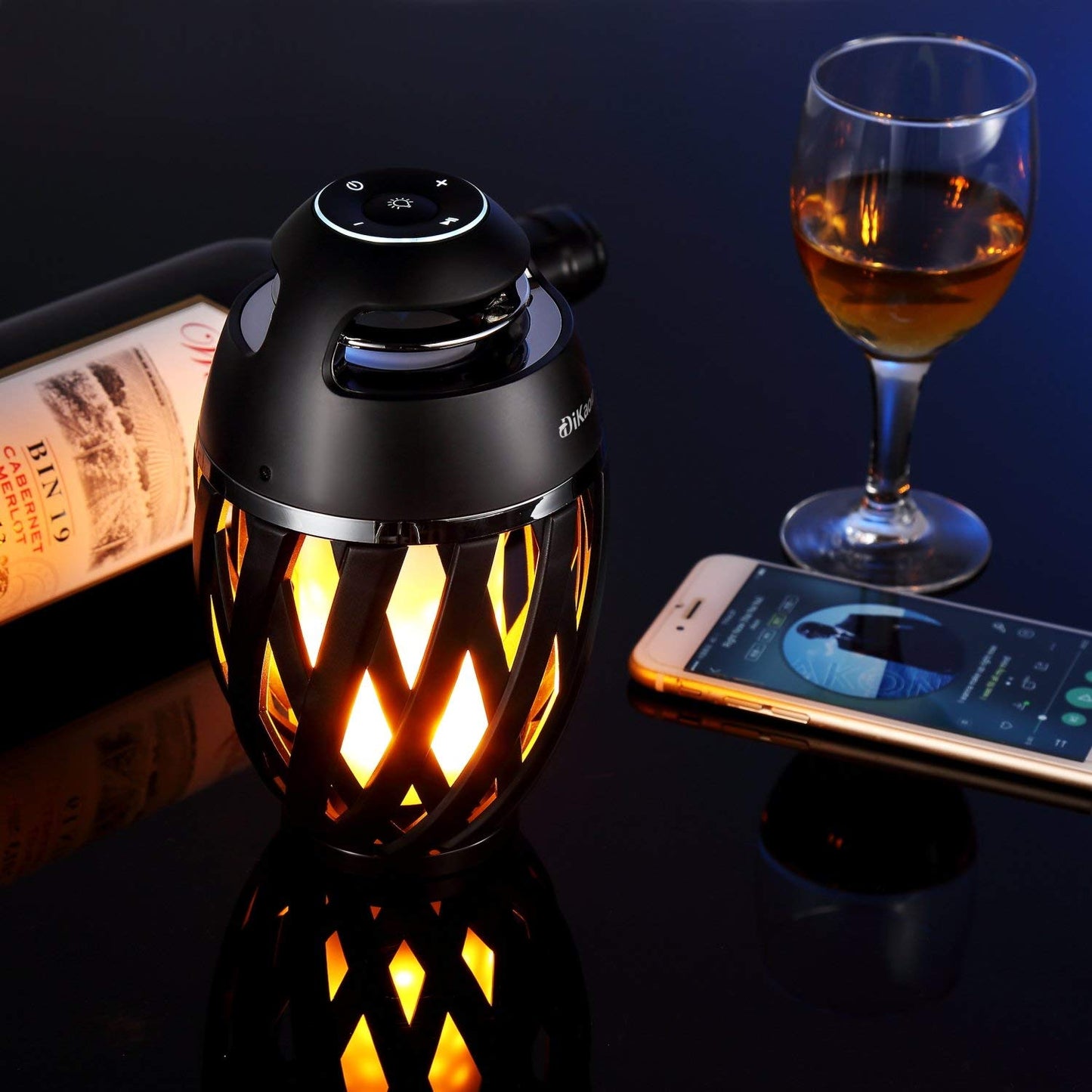 DiKaou Led Flame Table lamp, Torch Atmosphere Bluetooth Speakers&Outdoor Portable Stereo Speaker with HD Audio and Enhanced Bass,LED flickers Warm Yellow Lights BT4.2 for iPhone/iPad/Android