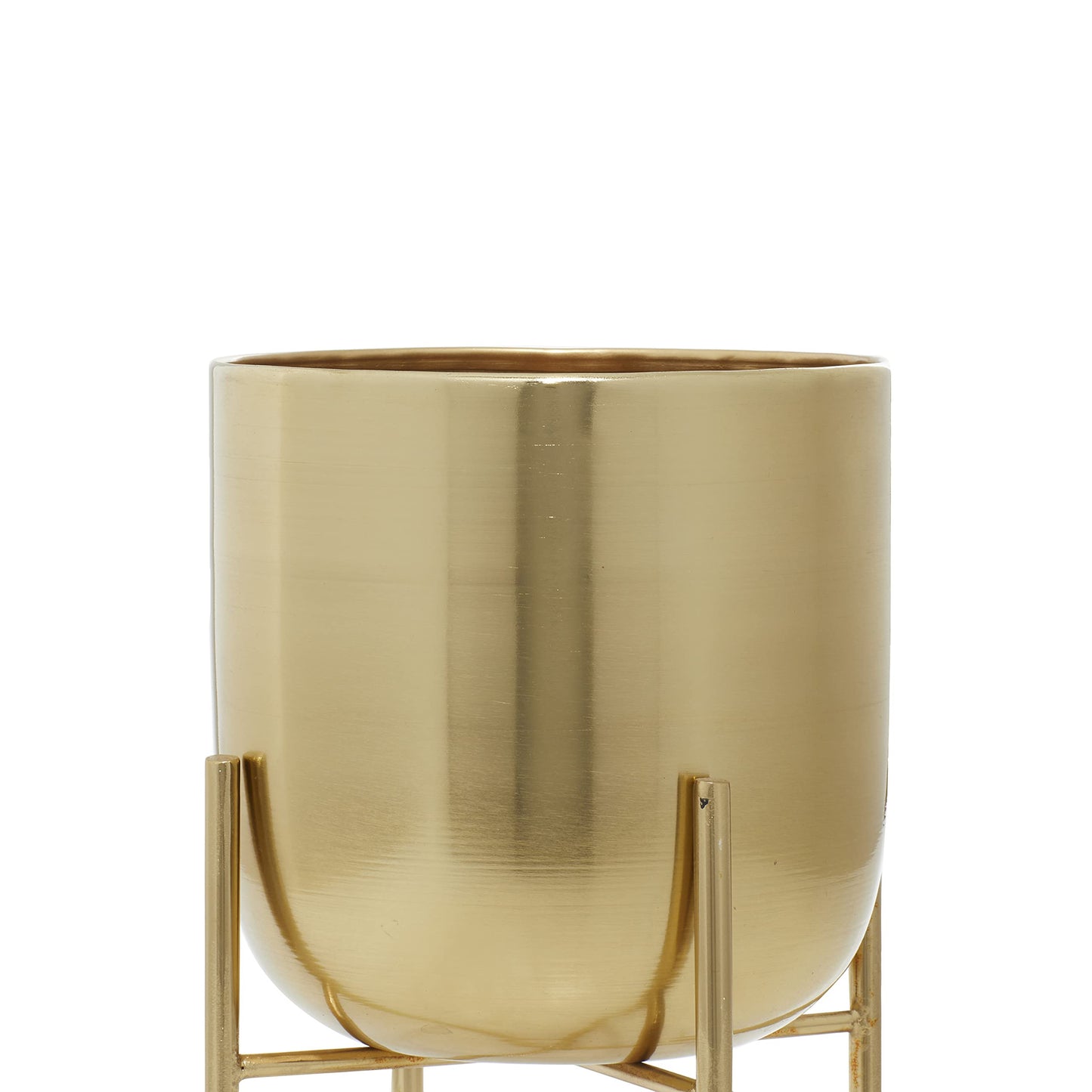 Deco 79 Metal Indoor Outdoor Planter Brushed Dome Large Planter Pot with Curved X-Shaped Bases, Set of 2 Planters 16", 13"H, Gold