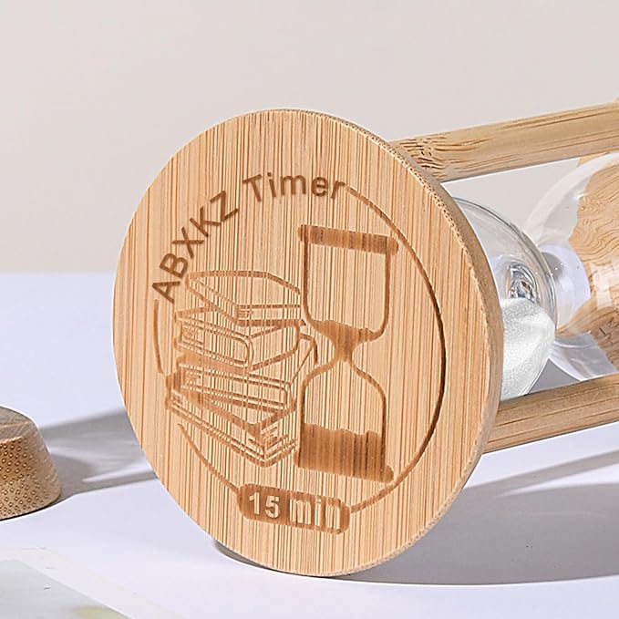 Hourglass 15 Minute,Wood Sand Timer 15 Min, Unbreakable Sandglass,Sand Watch for Study,Yoga,Cooking,Desk Decor & Gift,White