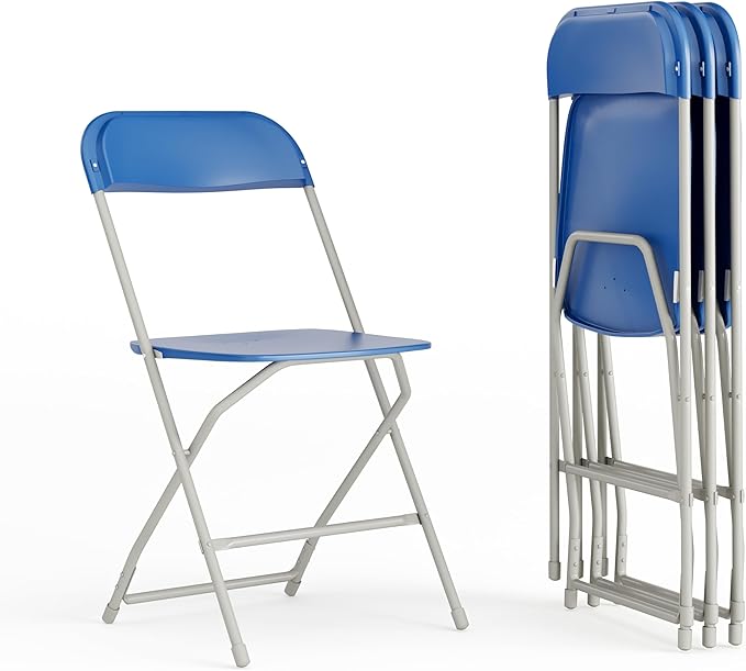 Flash Furniture Hercules Series Plastic Folding Chair - Blue - 4 Pack 650LB Weight Capacity Comfortable Event Chair-Lightweight Folding Chair