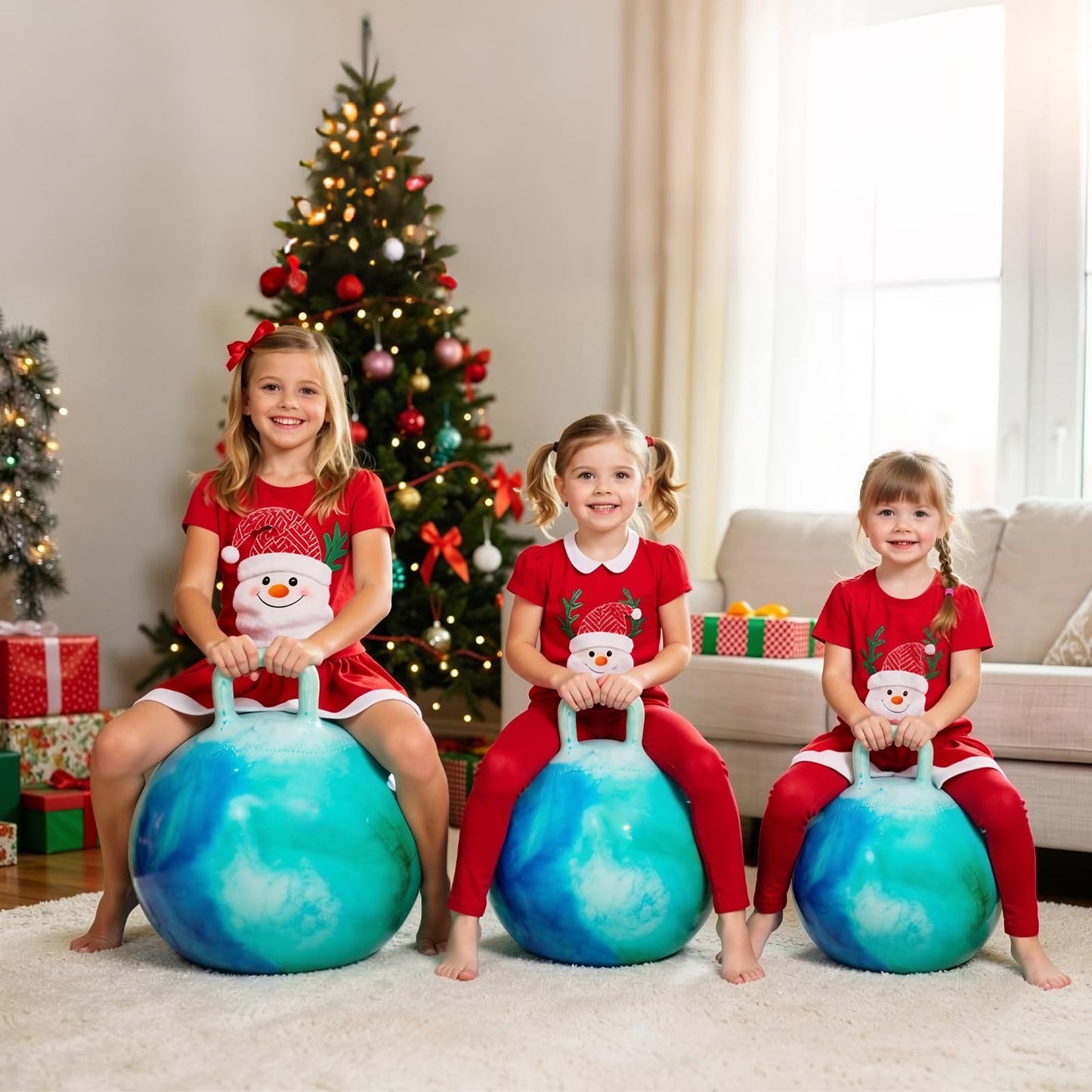 EVERICH TOY Hopper Ball, Clouds Hopping Toys for Kids, 18 Inch Bouncy Ball with Handle, Inflatable Bouncing Hoppity Hop Toys for Boys and Girls Gifts