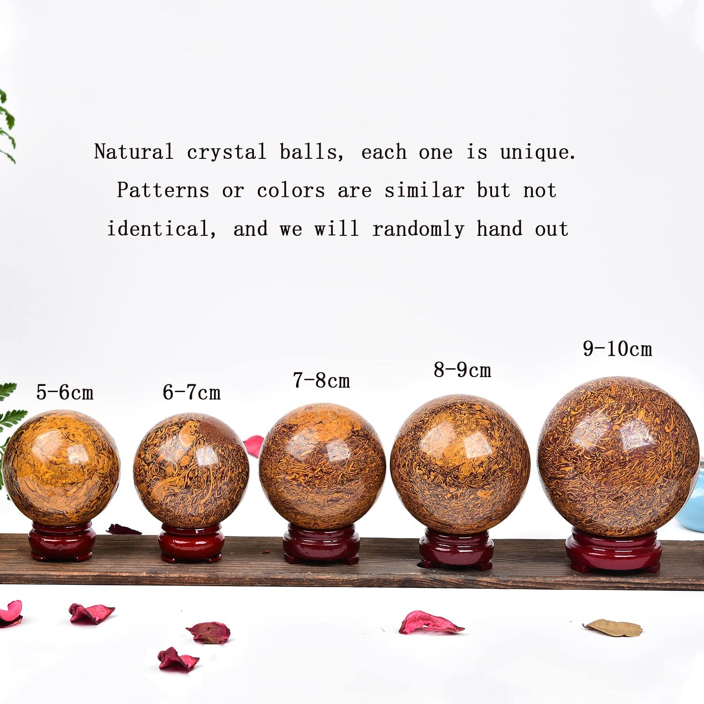 JIC Gem Healing Crystals Sphere Natural Golden Jade Crystal Ball Mineral Quartz Stone With Decorative Stand Home Decoration (70-80mm)