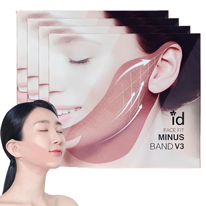 Face Fit Minus Band V3 (4 Sheets) — Hydrogel Jawline Mask Band for a Contoured, Lifted-Looking V-Line, Collagen, Elastin & Multi-Peptide Complex + Multi-Weight Hyaluronic Acid