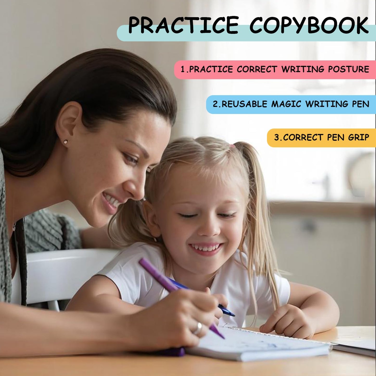 Tracetrek Workbook, Trace Trek Workbook Set - Magic Grooved Writting Practice, Reusable Grooved Handwriting Workbooks, Letter and Number Tracing Book (2pc)