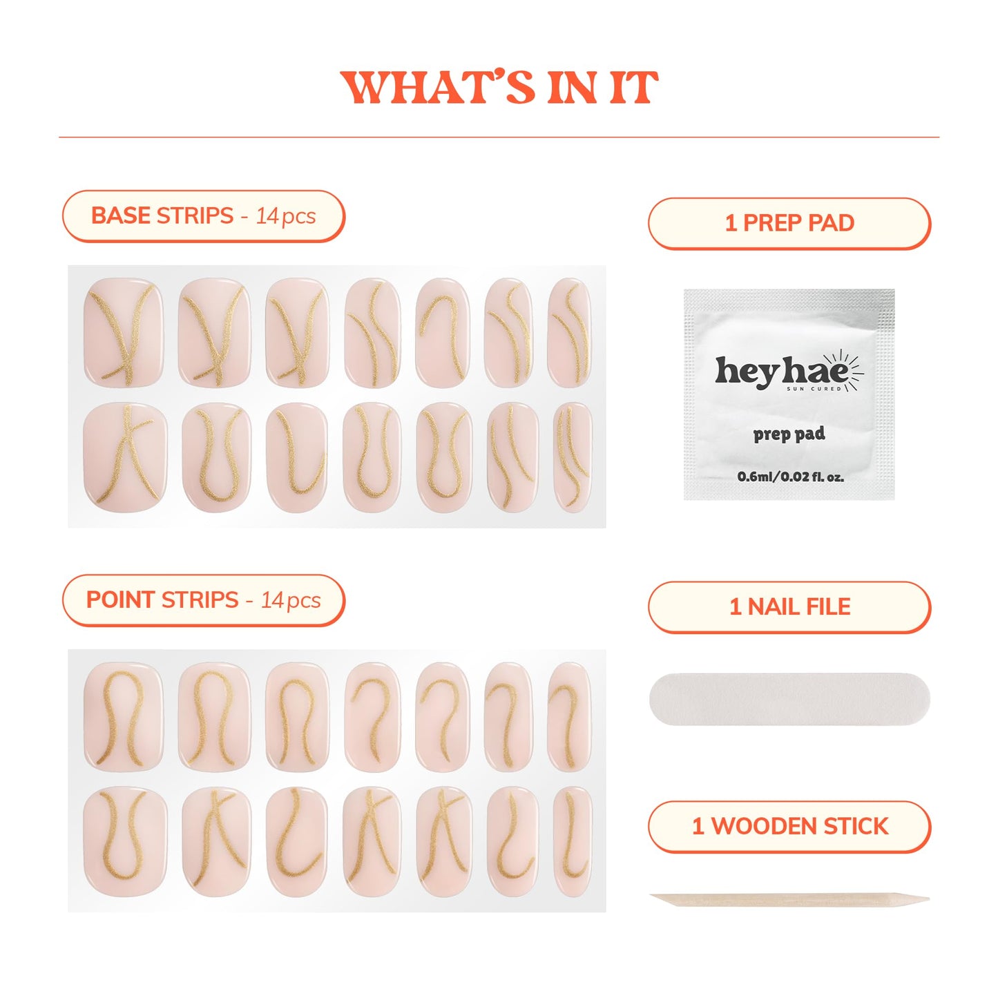 Heyhae Semi Cured Gel Nail Strips | No LED Lamp Needed | Solid, Nude, Spring | Easy Apply & Remove, Salon Quality | Includes 28 Strips, 1 Prep Pads, Nail File & Wooden stick - Hey, Infinity and Beyond