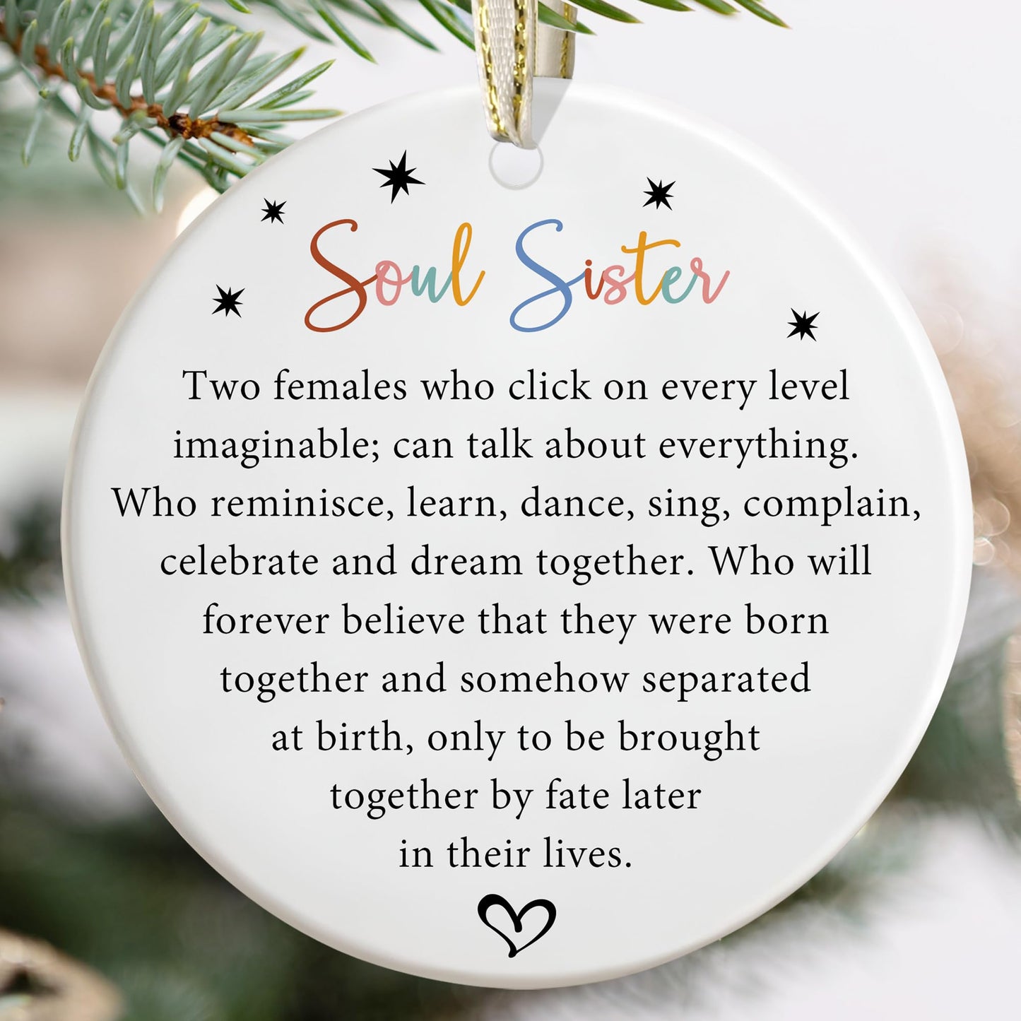 Best Friend Christmas Ornament - Friendship Keepsake - Bestie and BFF Gifts - Soul Sister