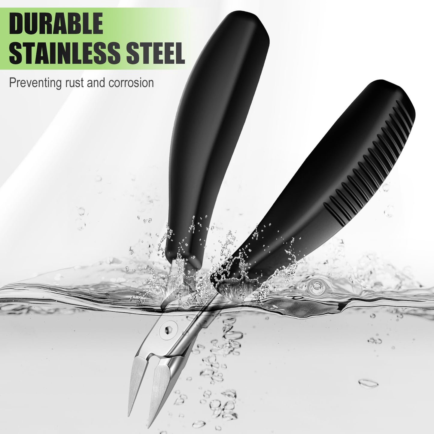 Ingrown Toenail Clippers for Thick Toe Nails, Straight Nail Clippers for Men, Heavy Duty Toe Nail Clippers with Soft Handle, Ultra Sharp Stainless Steel Fingernail Clippers with PU Leather Pouch