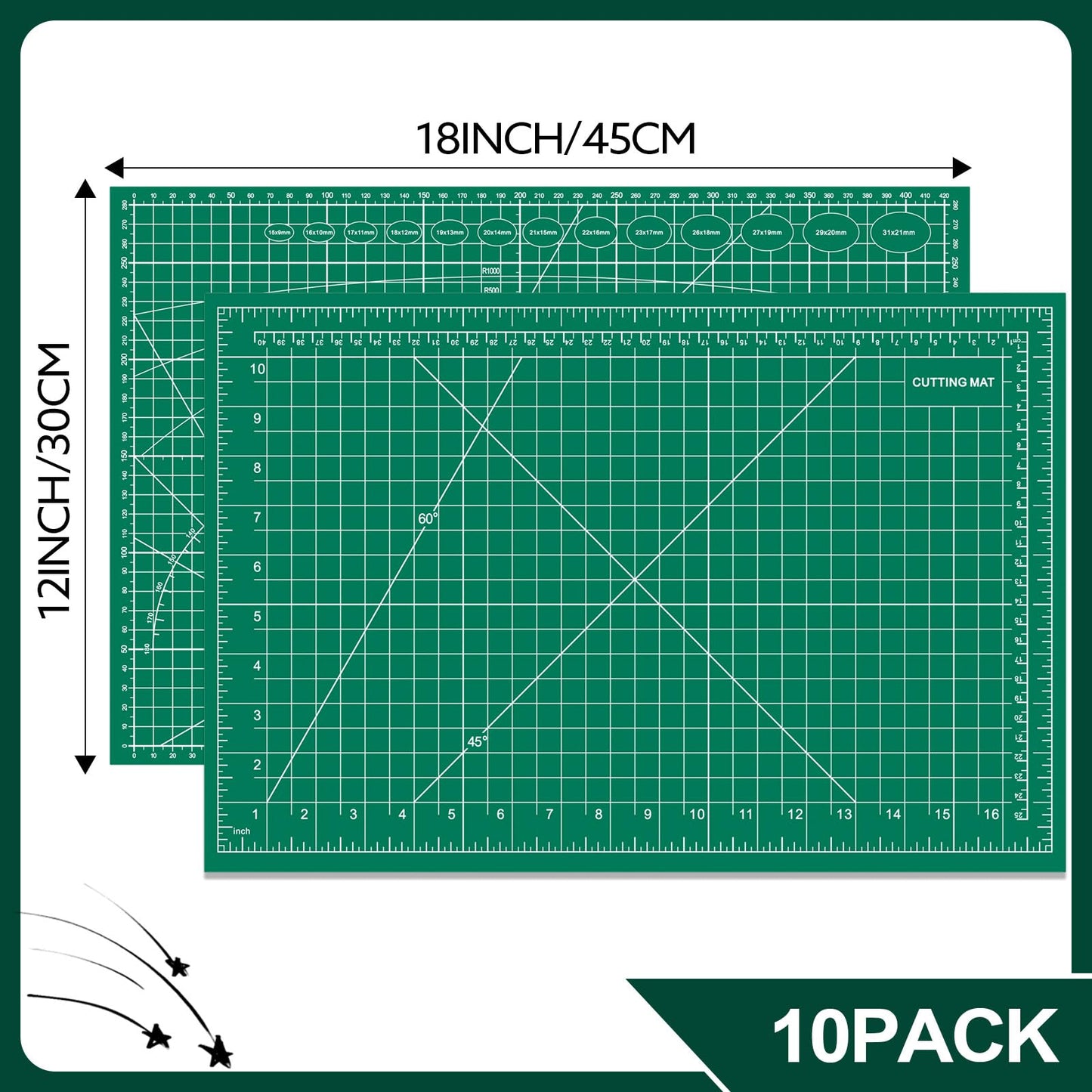 10 Pcs Self Healing Cutting Mat Bulk, 12"×18" Rotary Cutting Mats for Crafts, A3 Sewing Boards for Fabric Quilting Scrapbooking Precision Cutting Double Sided 5-Ply