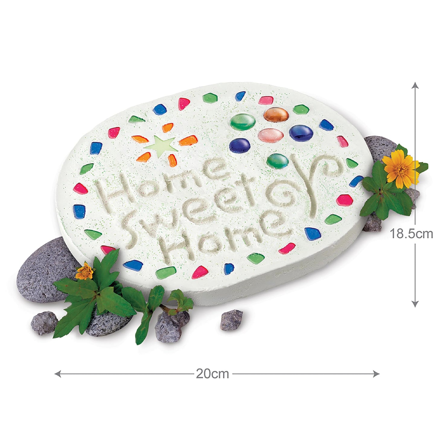 4M: Make Your Garden: Stepping Stone - DIY Ceramic Yard Decor Kit, All-in-1 Art & Craft Set, 7.5" Mold, Decorate W/Beads-Glitter-Stones, Kids Ages 8+