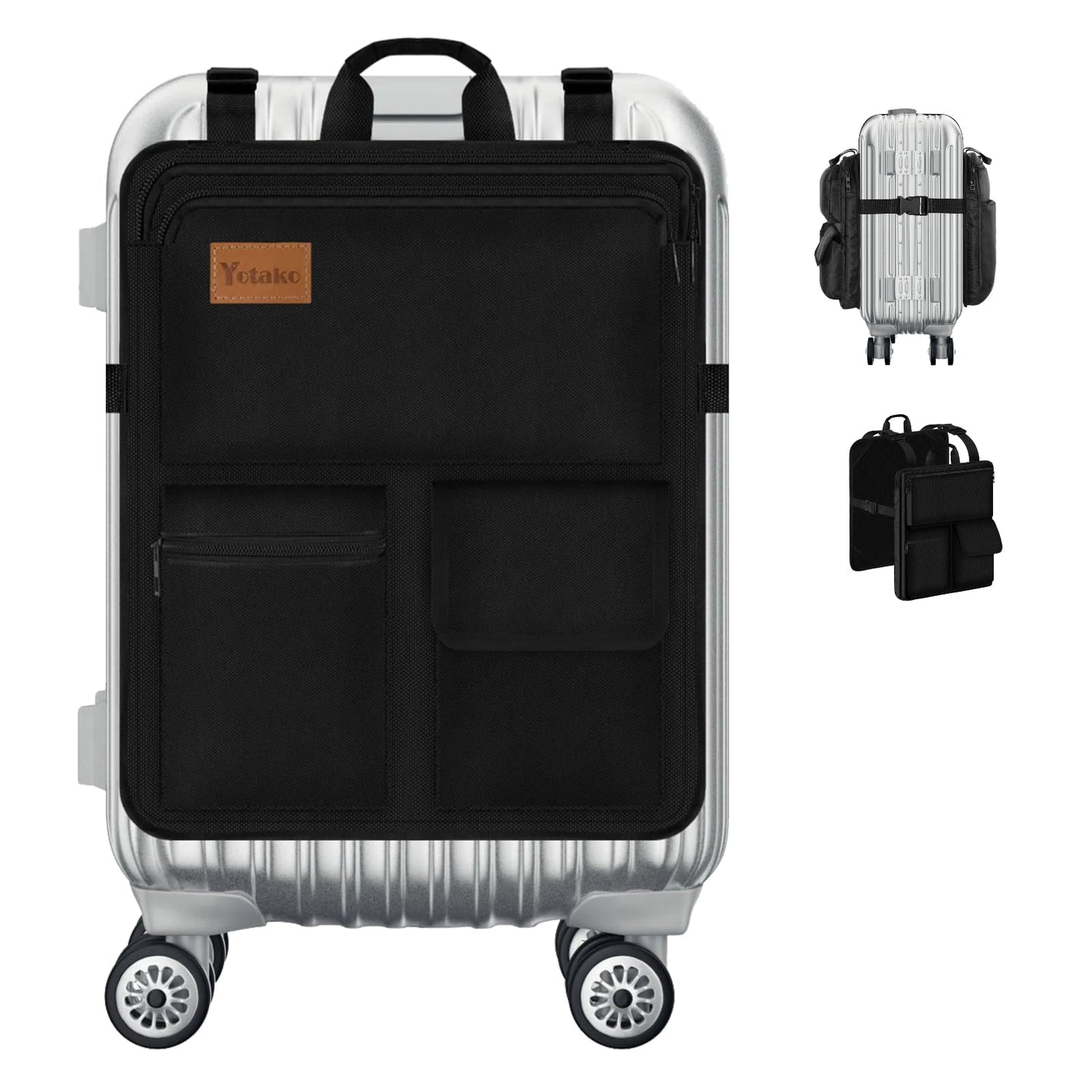 Yotako Over Luggage Organizer for Suitcase or Carry On Bag with 7 Storage Pockets-16” Laptop Sleeve with Handle and Adjustable Straps, Fits 20-30” Suitcase Travel Accessories Bag (Black)
