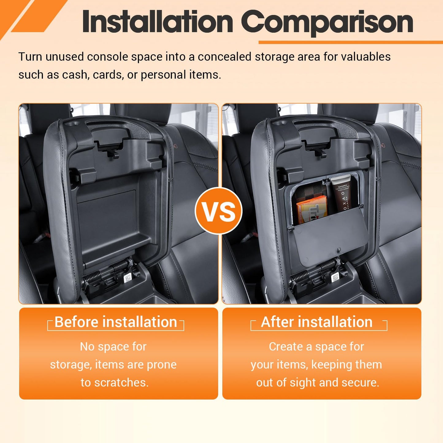 TACORBO Center Console Hidden Storage Organizer Compatible with Jeep Gladiator JT 2020-2024 and Jeep Wrangler JL/JLU 2018-2025, Wrangler 4XE One-Touch Armrest Hidden Secret Compartment Box