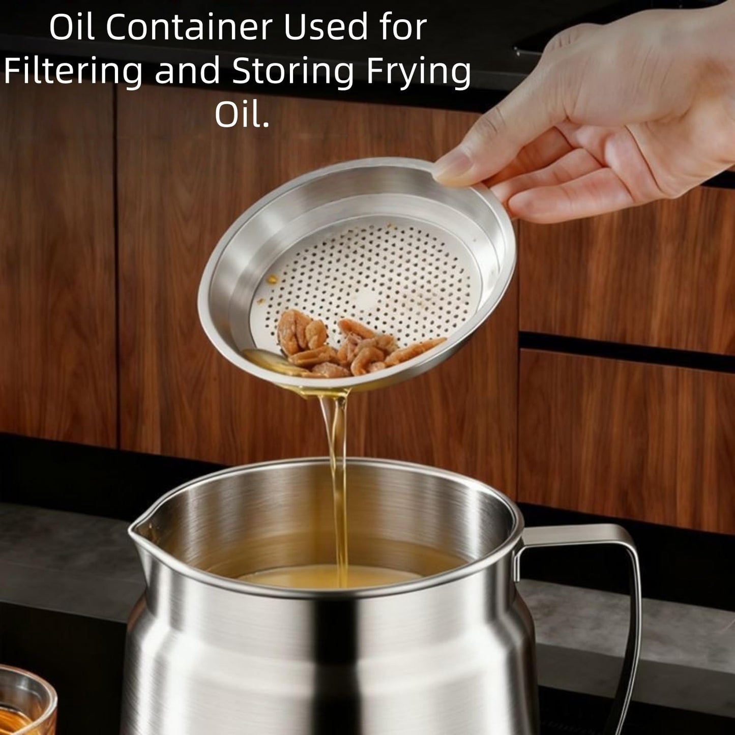 Ceiteo Stainless Steel Bacon Grease Container With Strainer, 2L/68oz Oil Container With Dust-proof Lid For Kitchen Storing Frying Cooking Grease