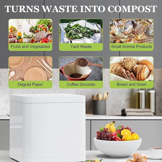 Electric Composter for Kitchen, 3.3L Odorless Smart Compost Bin, 2 Modes, Food Waste to Fertilizer, Smart Electric Composter for Kitchen(110V)