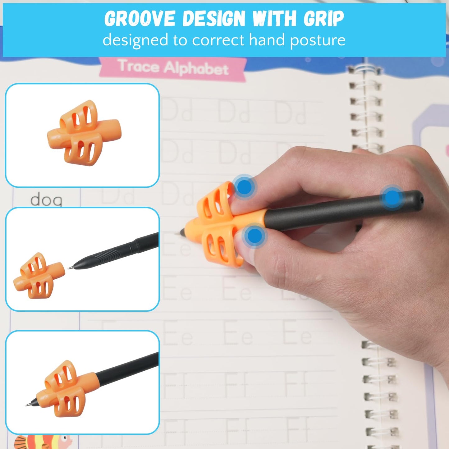 Magic Grooved Writing Practice for Kids Ages 3-8, Handwriting Practice for Kids 8 Books, Preschool Tracing Books, Reusable Grooved Writing Books with Disappearing Ink, Gifts for 3 Year Old Boy