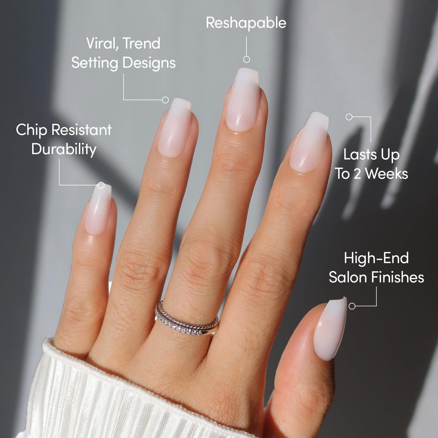 Glamnetic Press-On Nails Bundle - Oat Milk & Hailey | Medium Coffin Milky White False Nails | Glazed Short Almond Fake Nails | Durable, Salon-Quality Nail Kits