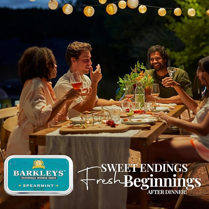 Barkleys Spearmint Breath Mints - Strong Spearmint Flavor Cool Mint Candy For Party, After Dinner, Wedding, Every Day Use - Vegan Breath Mints In Reusable Classic Travel Tins, 6 Pack - 50 Count Each