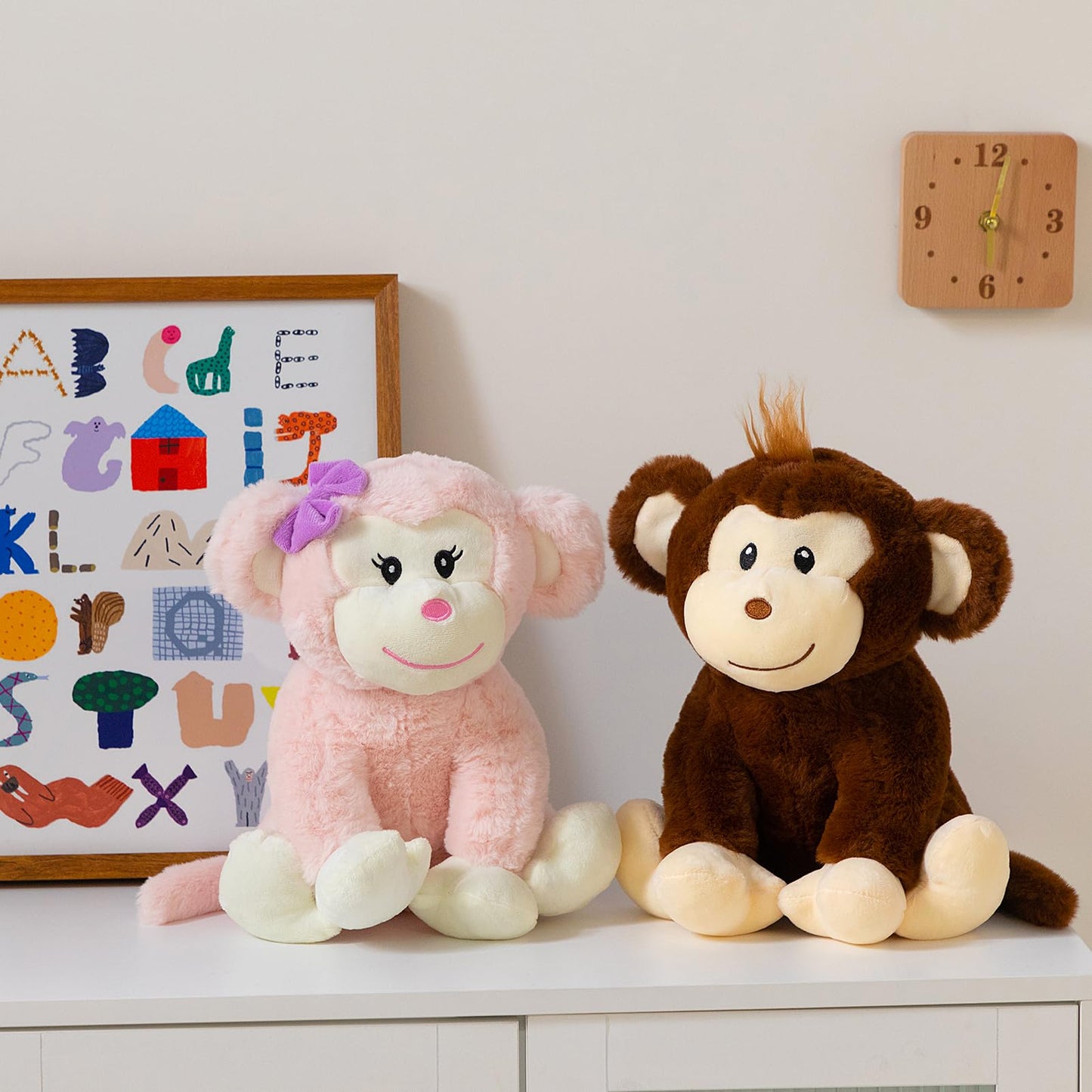 HollyHOME Monkey Stuffed Animal Cute Plush Monkey Toy Birthday for Girls 12 inch Pink