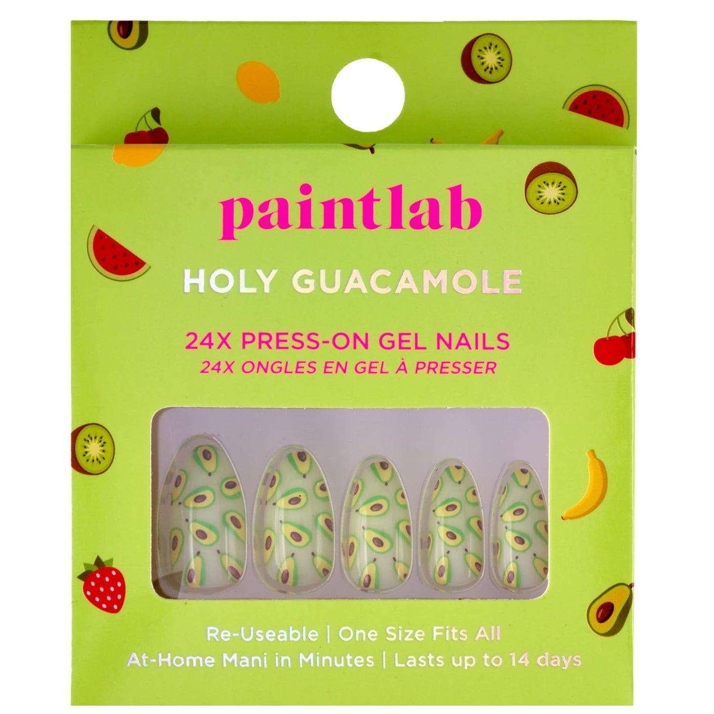 PaintLab Press On Nails - Holy Guacamole Green Almond Fake Nails, 24 Nails in 12 Sizes with Glue, Reusable Salon Quality Press On Nails