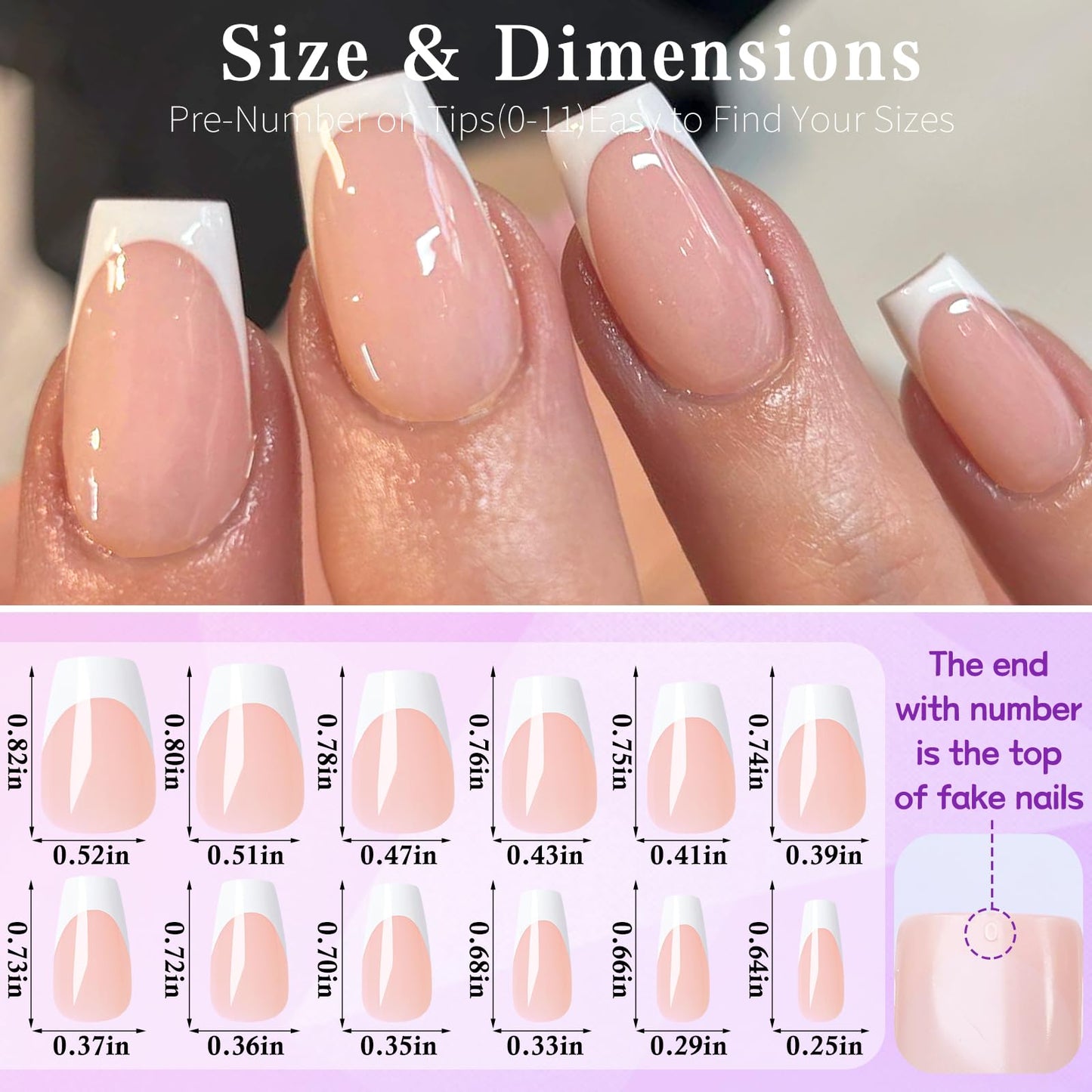 Lifextol 240pc French Tip Press on Nails Medium Fake Nails with Glue and Adhesive Tab, False Acrylic Nails Press on Nails Coffin Nail Tips Artificial Glue on Nails Press ons Fingernail Stick on Nails