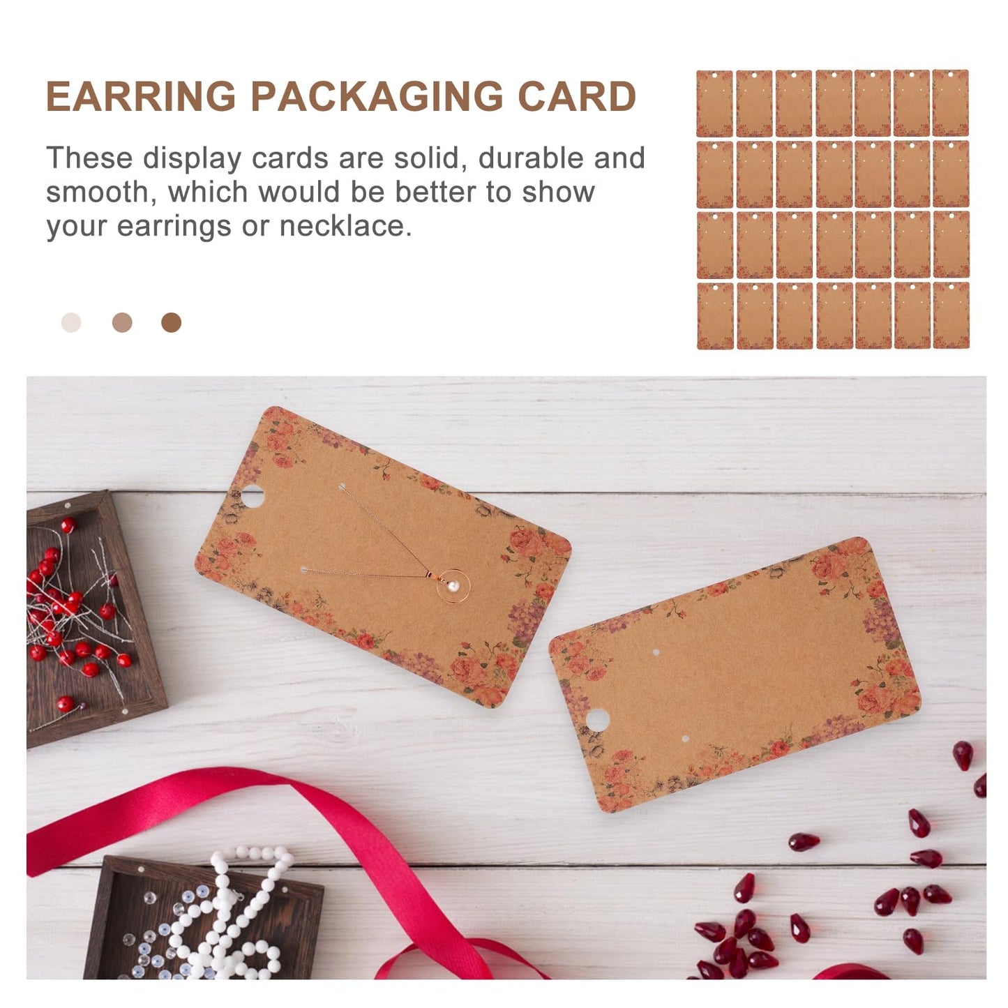 Beavorty Earring Display Cards 3.8X2.3 Inch Paper Jewelry Holder for Earrings Packaging 100Pcs Hanging Cardboard Earring Holders for Selling and Display