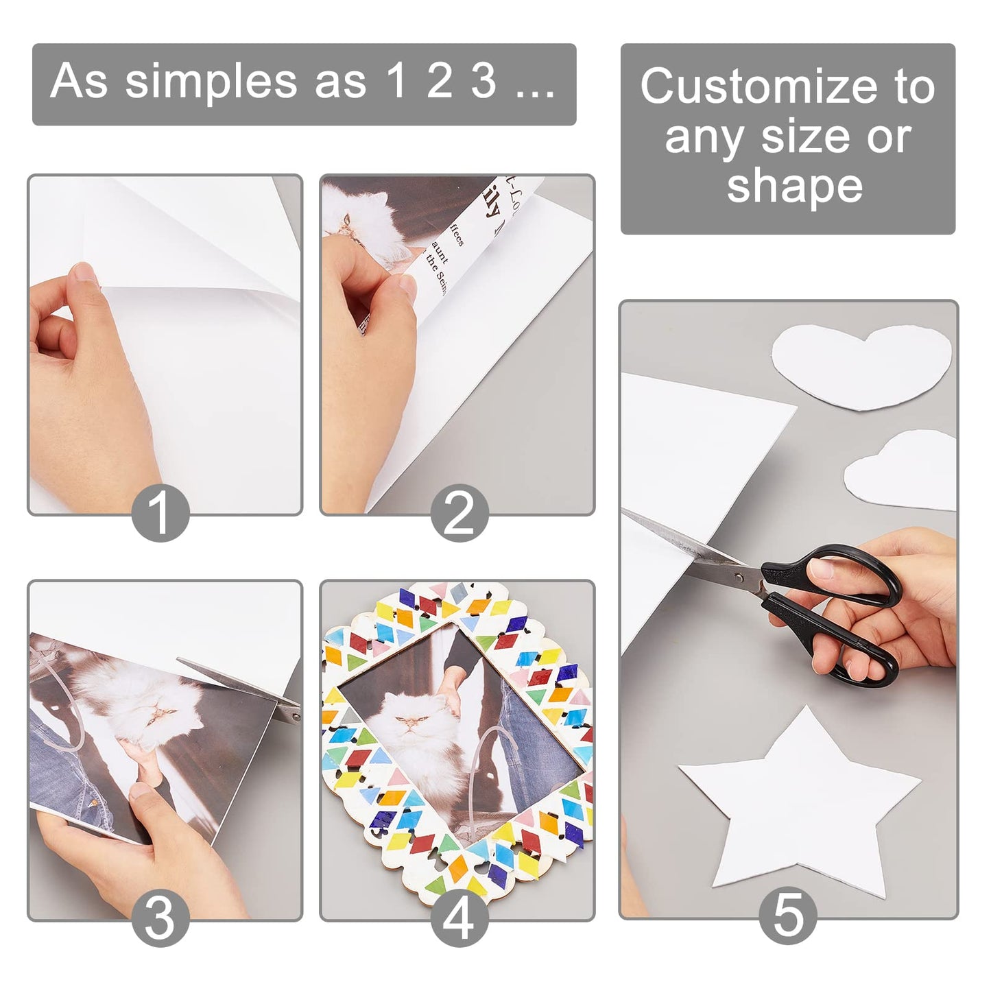 BENECREAT 10 Sheet 12x12inch Double Sided Adhesive Foam Sheets, 1mm Thick White Craft Adhesive Tape Sheet for Scrapbooking Crafting