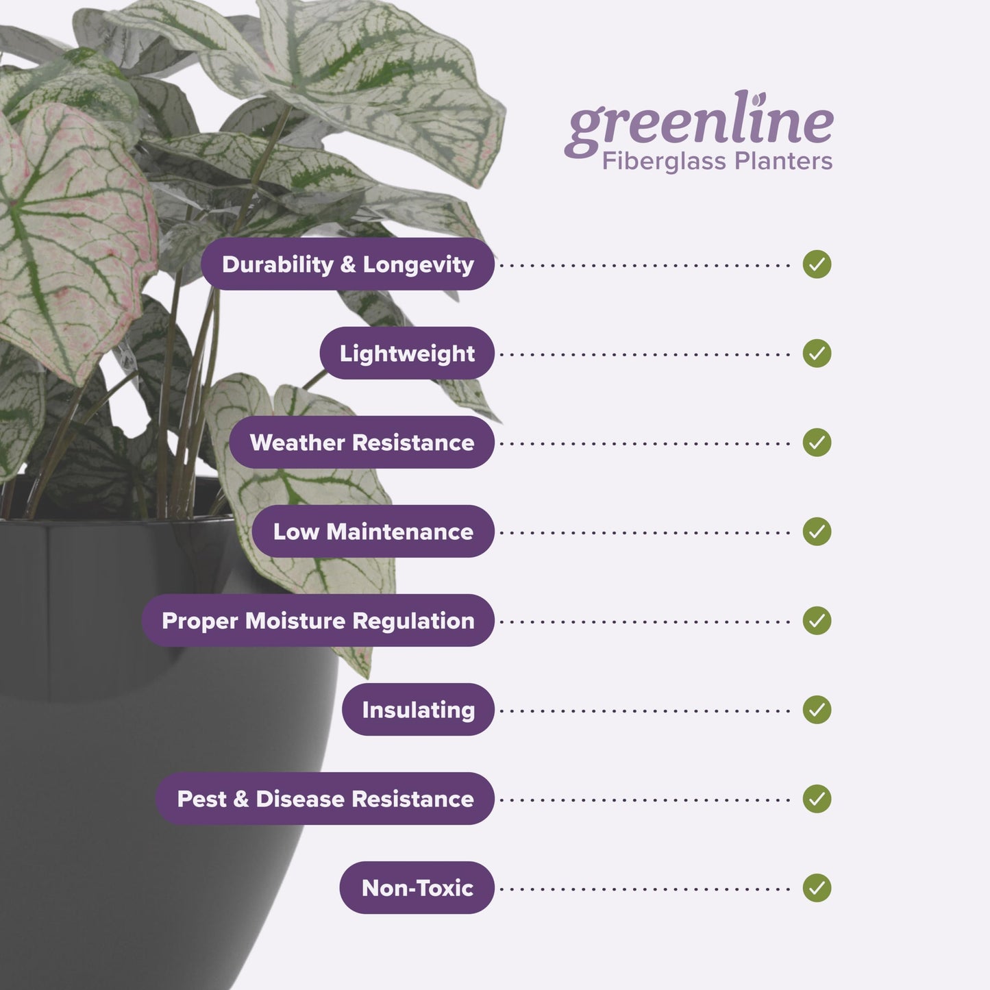 Greenline Jack Square Cube Planter - Indoor/Outdoor Large Fiberglass Lightweight Planter - 28" x 28" x 28" (Gloss White)