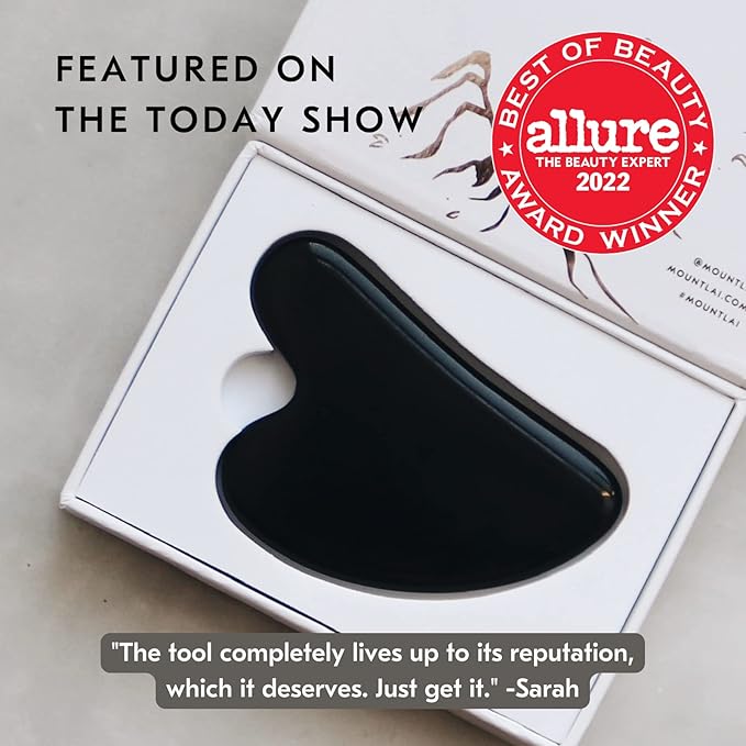 Mount Lai Black Obsidian Gua Sha Facial Tools – The Stone of Clarity – Face & Body Guasha Tools for Self-Care, Massager for Sculpting, Muscle Tension Relief & Puffiness Reduction