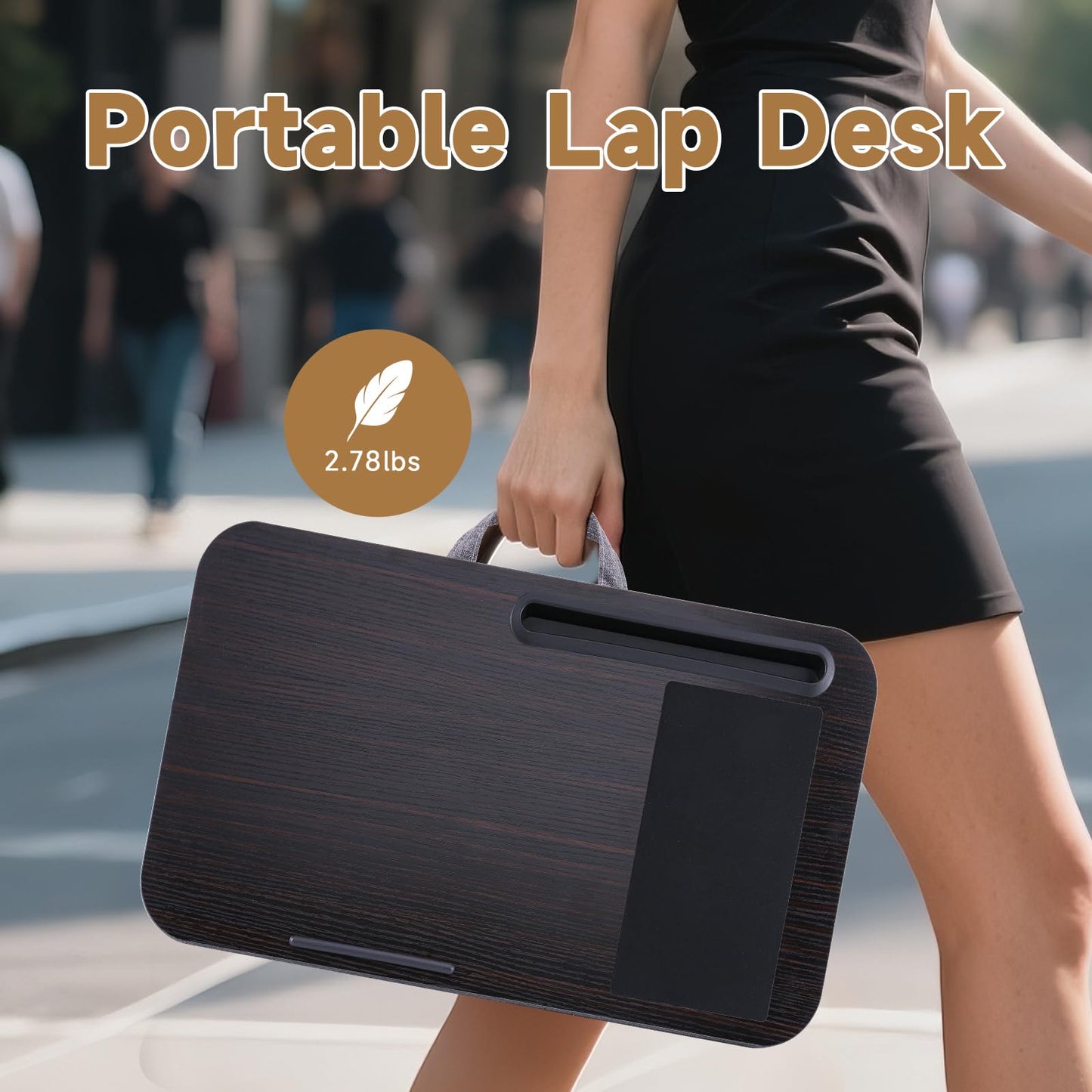 ASIEIT New Laptop Lap Desks for Adults, Fits Up to 17.3" Laptops, Portable Laptop Desk for Bed, Multi-Functional Bed Desk with Mouse Pad, Cushion, Phone Holder & Handle, Lap Stand for Bed, Couch, Car